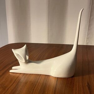 Royal Dux White Ceramic Cat MCM